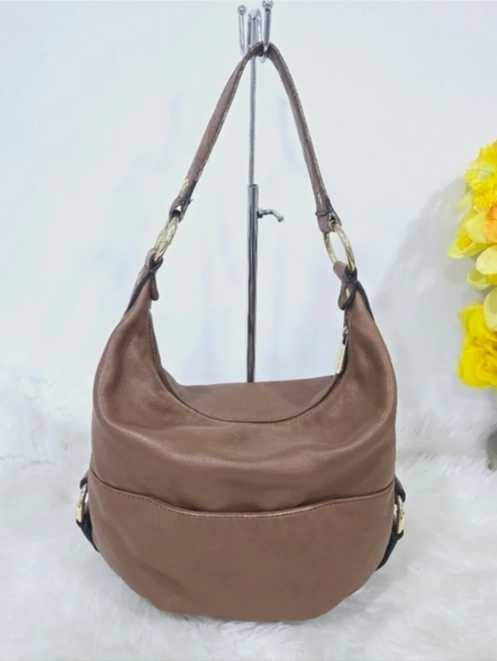 Michael Kors Fulton Hobo Brown Leather Women's Shoulder Bag